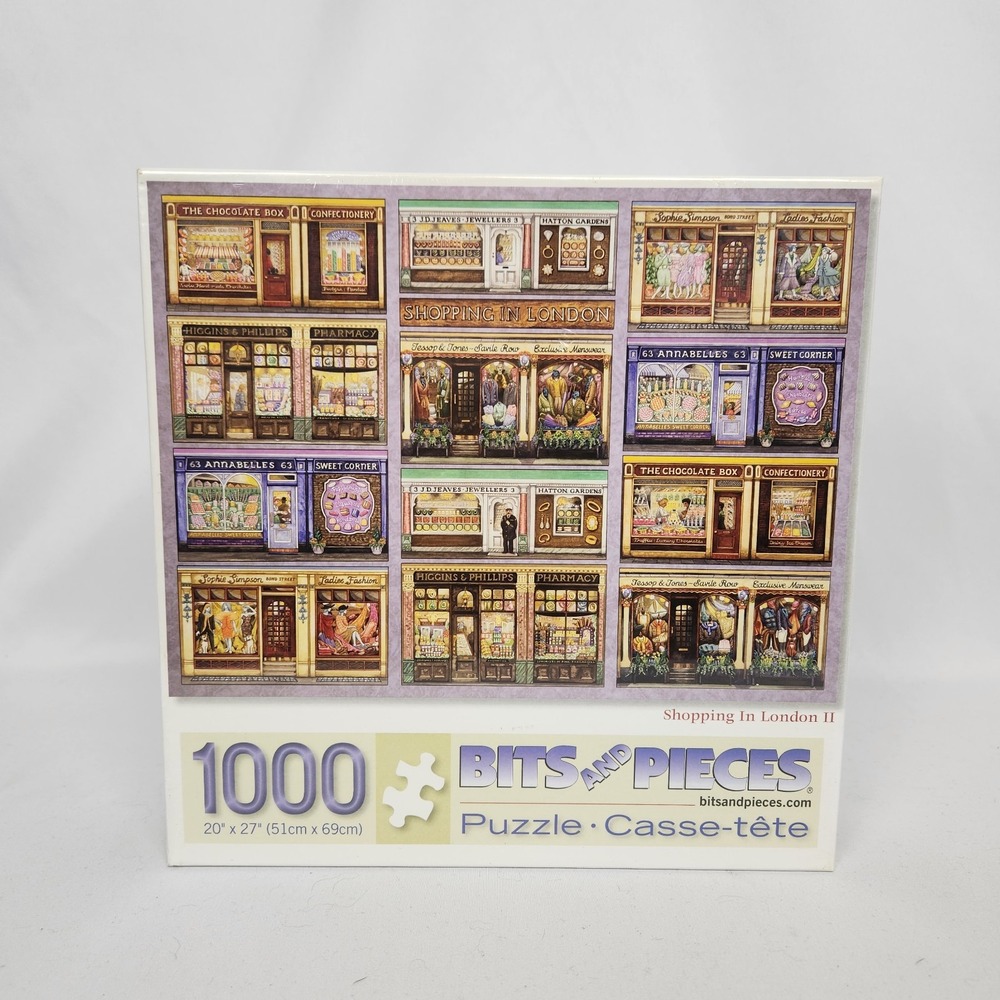 New Sealed Bits and Pieces "Shopping in‎ London II" 1000 pc puzzle 20" x 27"